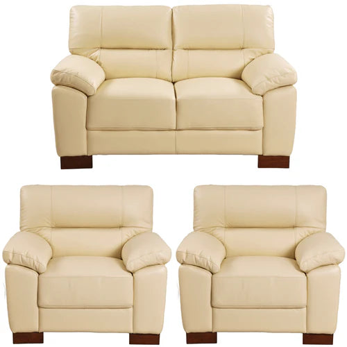 Pavilion Genuine Leather Cream 2+1+1 Seater Sofa Set