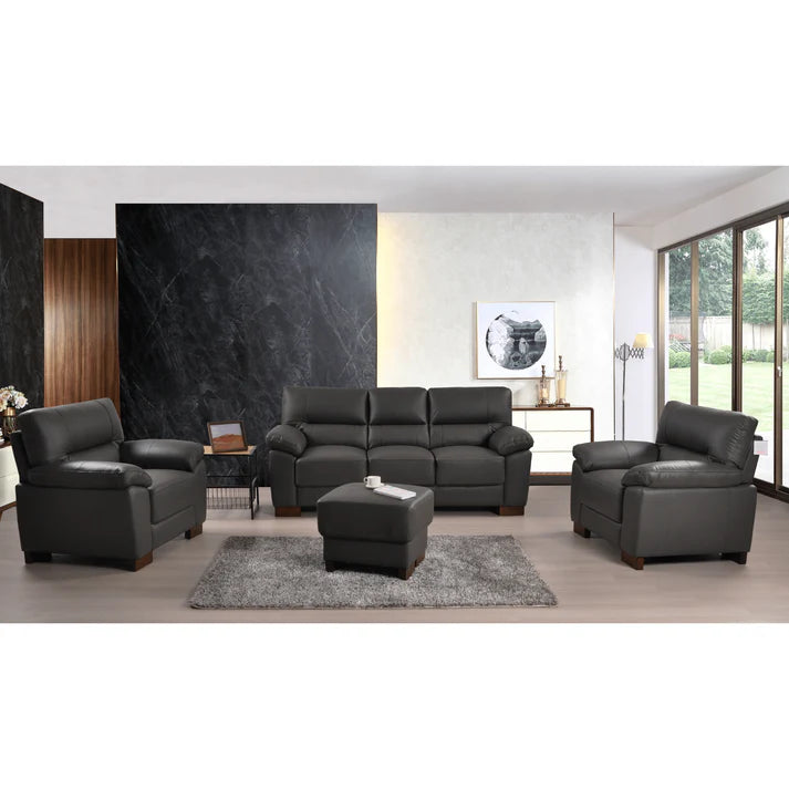Pavilion Genuine Leather Black 3+1+1 Seater Sofa Set