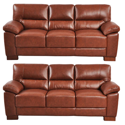 Pavilion Genuine Leather Tan 3+3 Seater Sofa Set