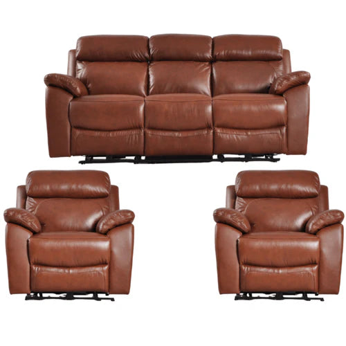 Newsome Genuine Leather Black Electric Power Recliner 3+1+1 Seater Sofa Set