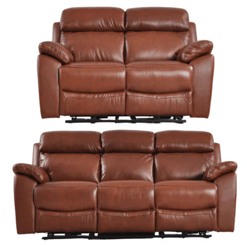 Newsome Genuine Leather Cream Electric Power Recliner 3+2 Seater Sofa Set