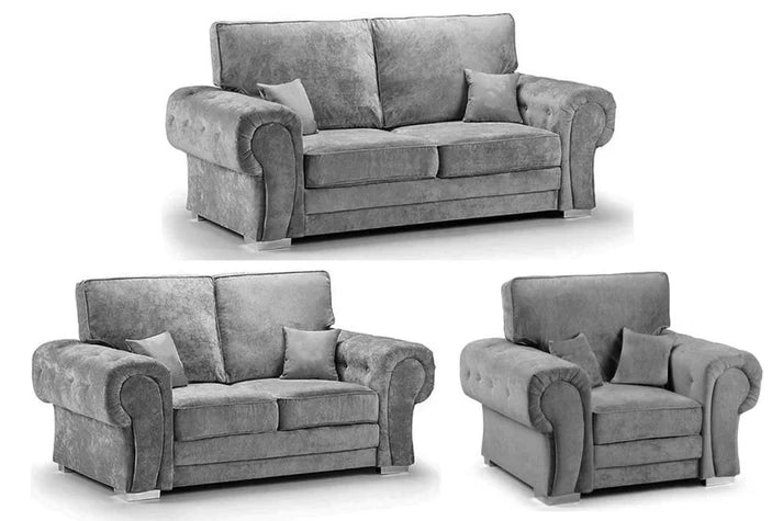 Amaya High Back Grey Fabric 3+2+1 Seater Sofa Set