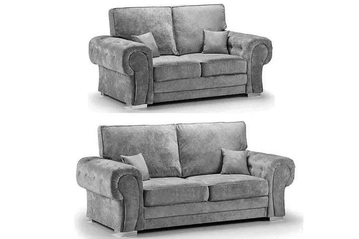 Amaya High Back Grey Fabric 3+2 Seater Sofa Set