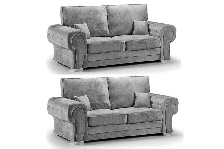 Amaya High Back Grey Fabric 3+3 Seater Sofa Set