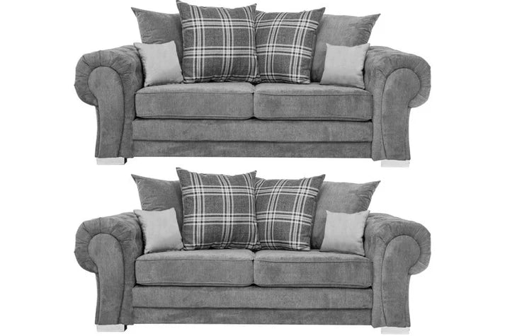 Amaya Scatter Grey Fabric 3+3 Seater Sofa Set