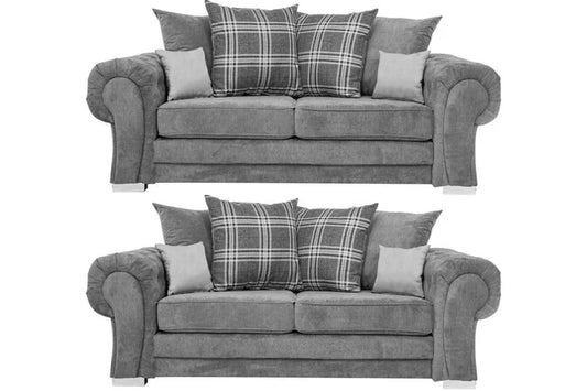 Amaya Scatter Grey Fabric 3+3 Seater Sofa Set