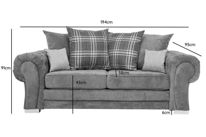 Amaya Scatter Grey Fabric 3+3 Seater Sofa Set