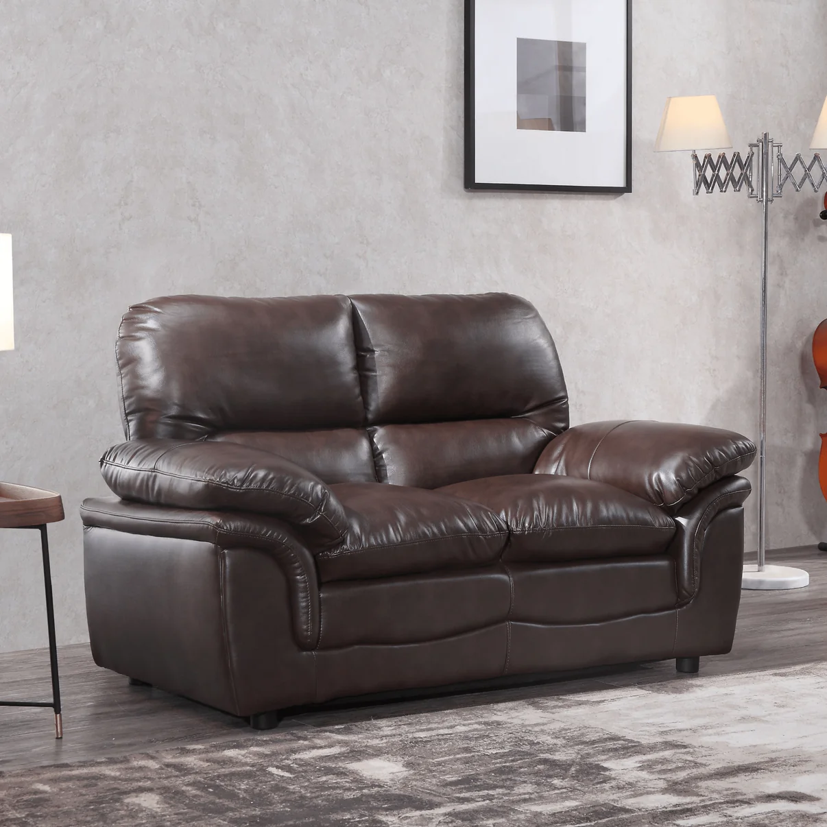 Amaya Brown Leather 2+2 Seater Sofa Set