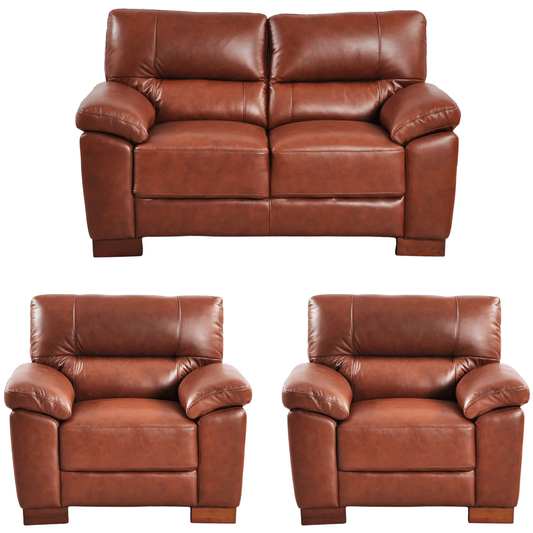 Pavilion Genuine Leather Tan 2+1+1 Seater Sofa Set