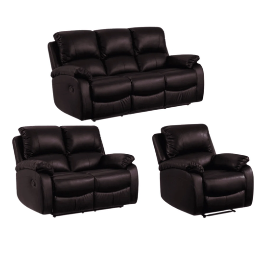 Pittsburgh Brown Leather Manual Recliner 3+2+1 Seater Sofa Set