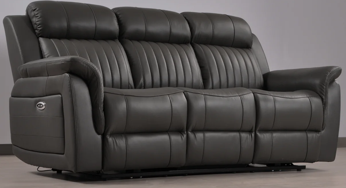 Bravado Genuine Leather Grey Electric Power Recliner 3+1 Seater