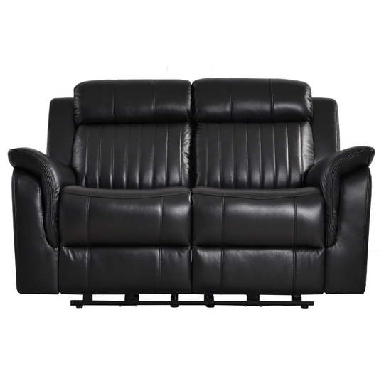 Bravado Genuine Leather Black Electric Power Recliner 2 Seater
