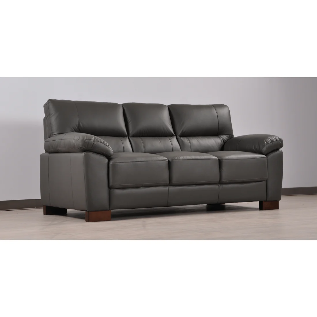 Pavilion Genuine Leather Black 3 Seater Sofa