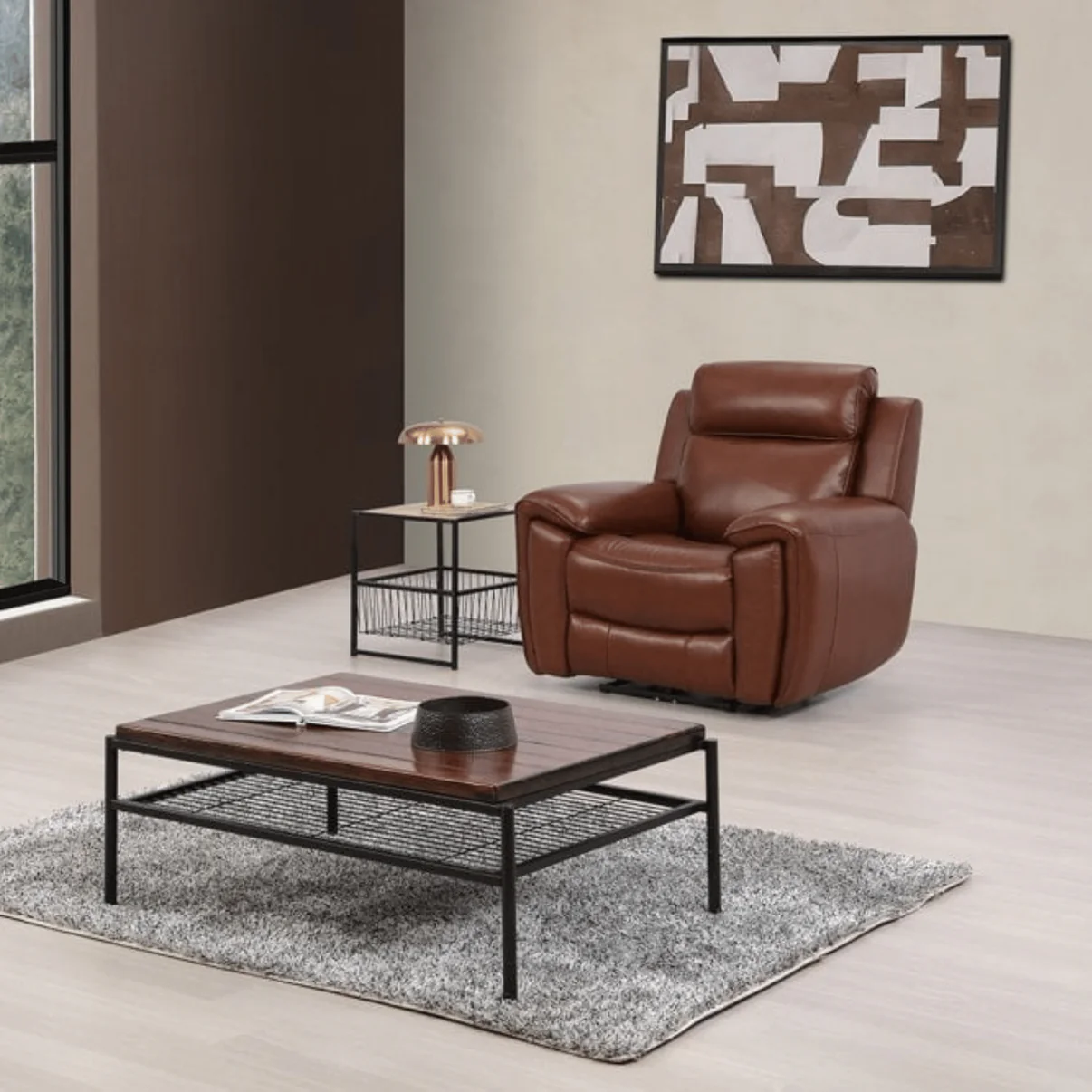 Nevara Genuine Leather Tan Electric Power Recliner 3+1+1 Seater Sofa Set