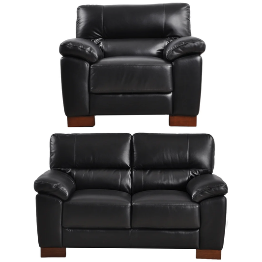 Pavilion Genuine Leather Black 2+1 Seater Sofa Set