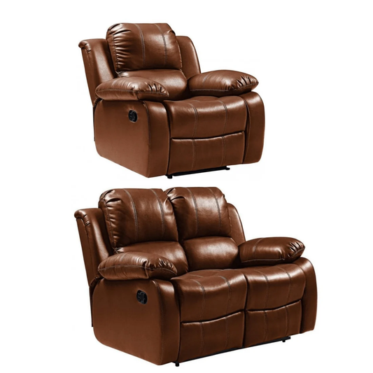 Seville Tan Leather Manual Recliner 2+1 Seater Sofa Set