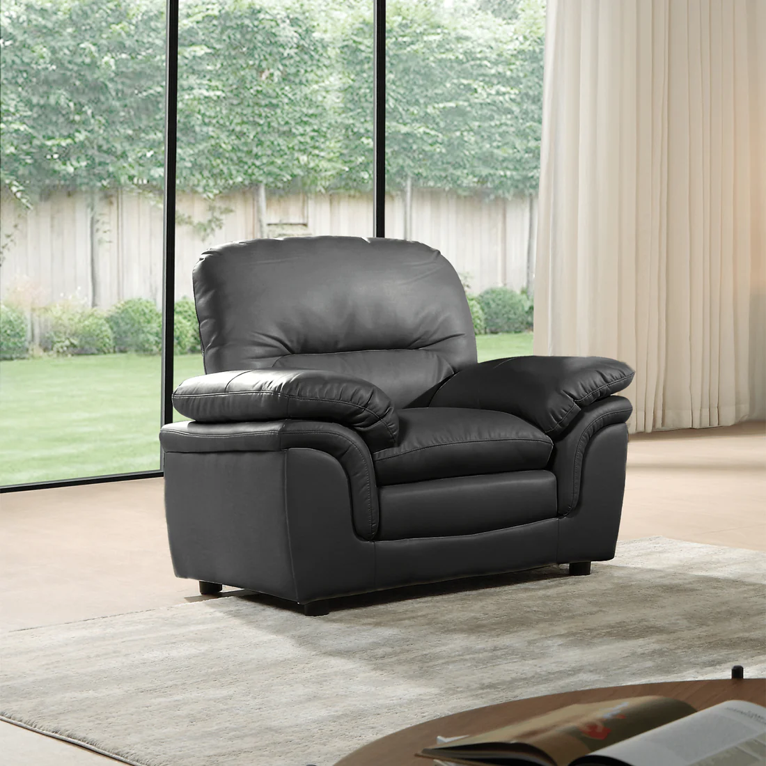 Amaya Grey Leather Armchair