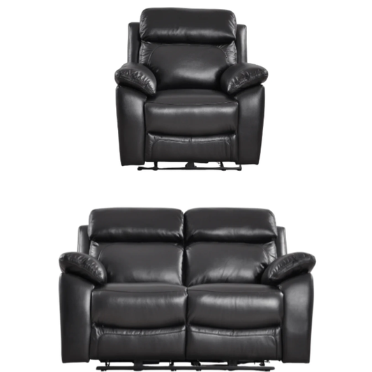 Newsome Genuine Leather Black Electric Power Recliner 2+1 Seater Sofa Set
