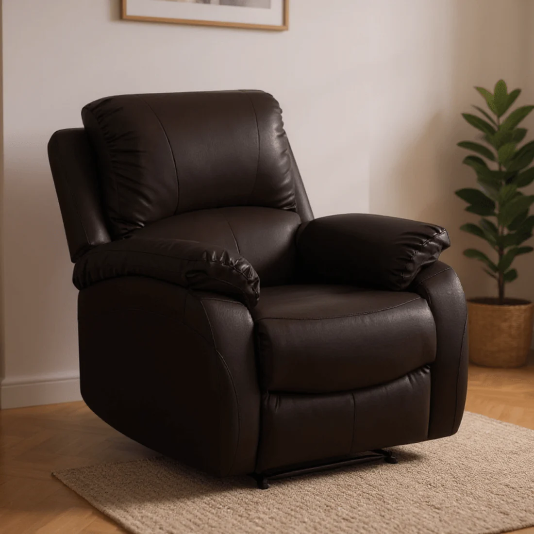 Pittsburgh Brown Leather Manual Recliner 2+1 Seater Sofa Set