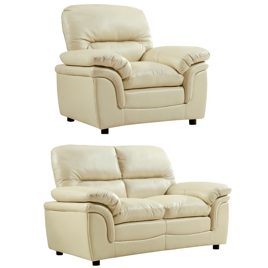 Amaya Cream Leather 2+1 Seater Sofa Set