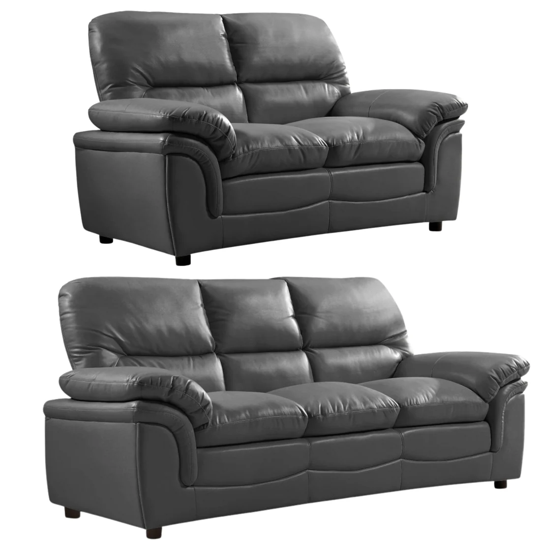 Amaya Grey Leather 3+2 Seater Sofa Set