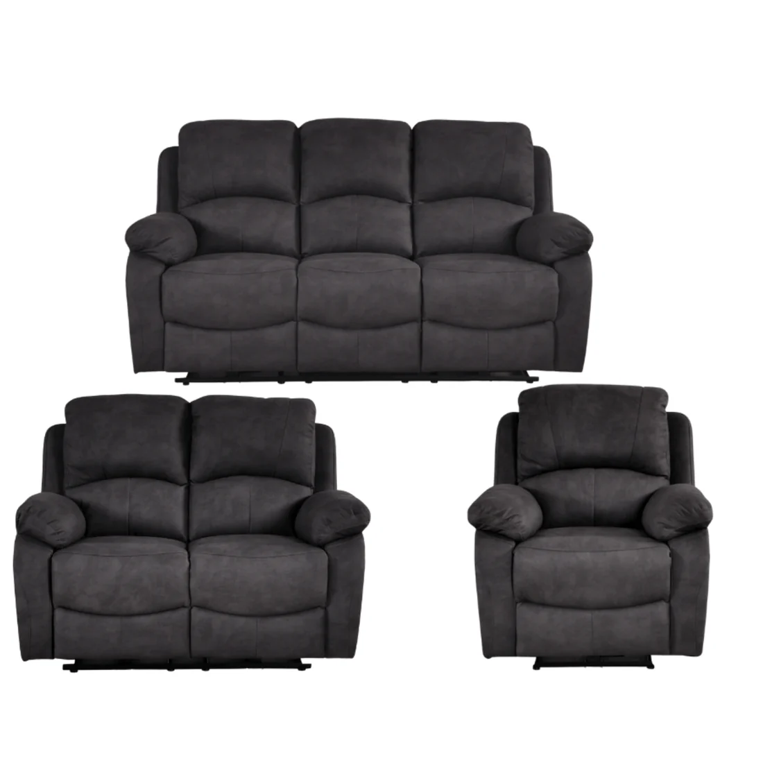 Pittsburgh Grey Fabric Electric Recliner 3+2+1 Seater Sofa Set