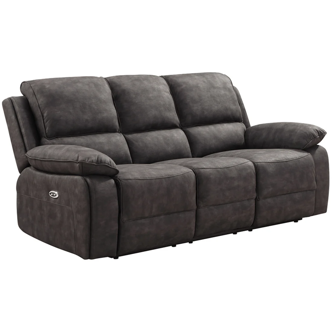 Elm Brown Suede Fabric Electric Recliner 3 Seater Sofa