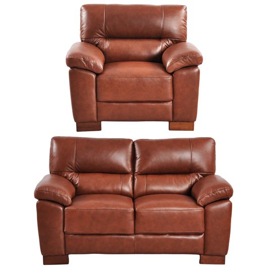 Pavilion Genuine Leather Tan 2+1 Seater Sofa Set