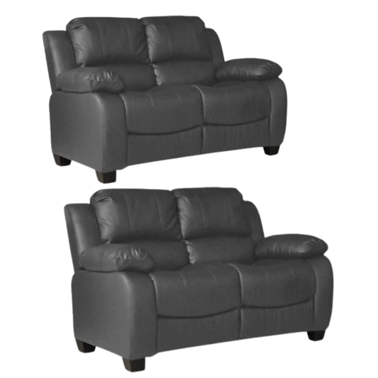 Brooker Grey Leather 2+2 Seater Sofa Set