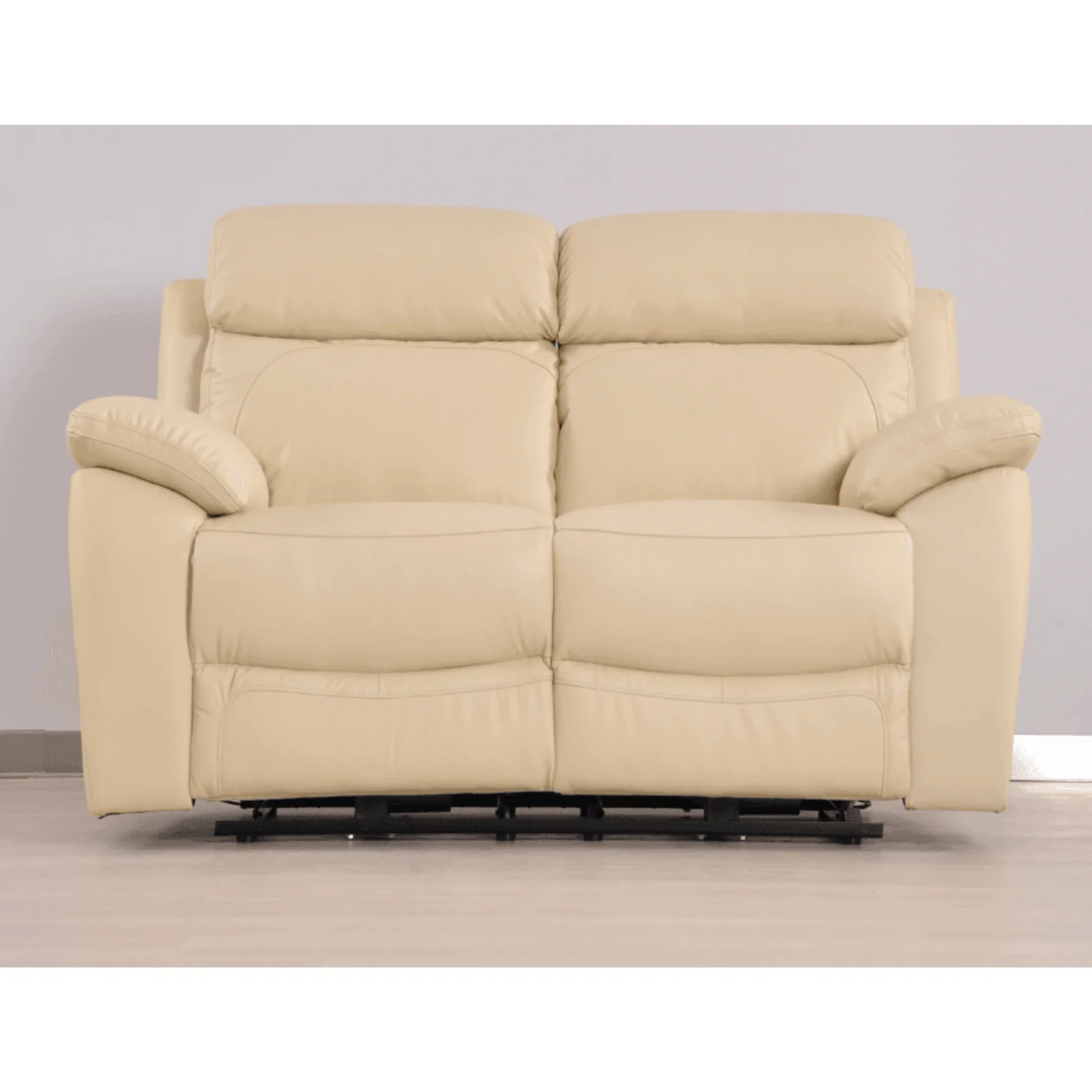 Newsome Genuine Leather Cream Electric Power Recliner 2 Seater