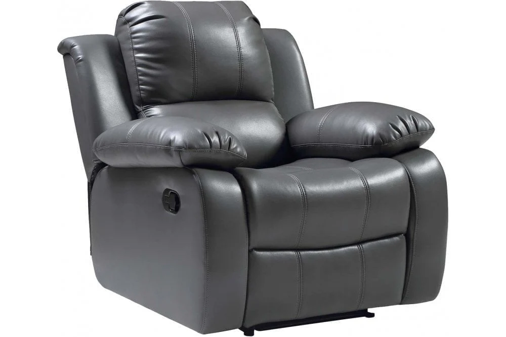 Seville Grey Leather Manual Recliner 3+1 Seater Sofa Set