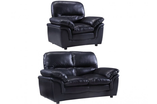 Amaya Black Leather 2+1 Seater Sofa Set