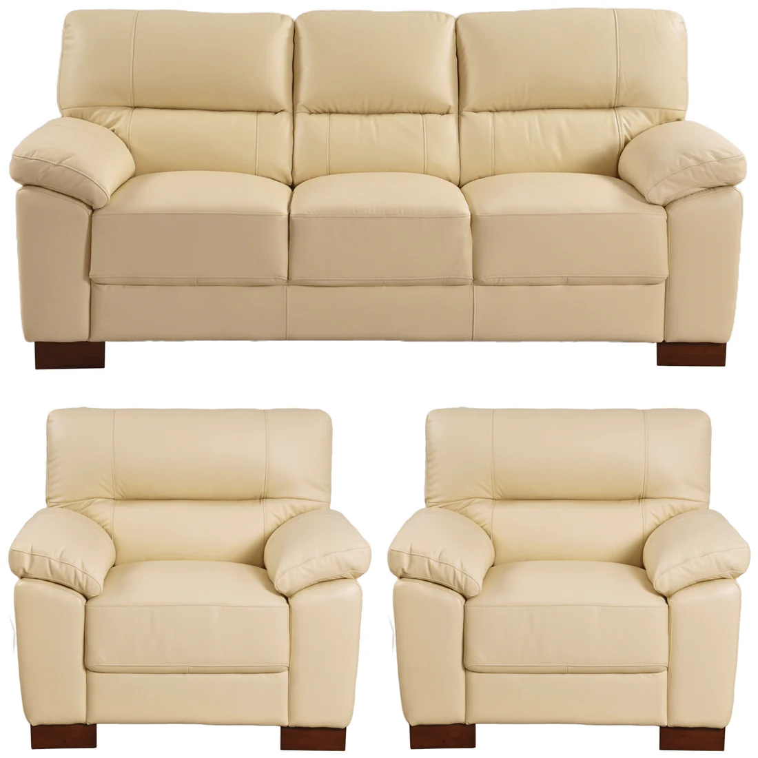 Pavilion Genuine Leather Cream 3+1+1 Seater Sofa Set