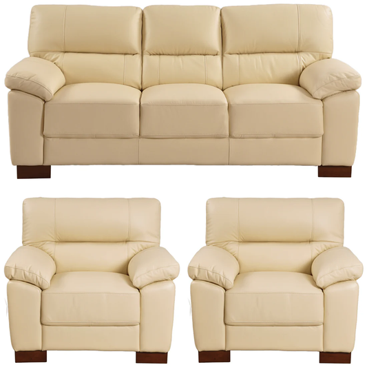 Pavilion Genuine Leather Cream 3+1+1 Seater Sofa Set