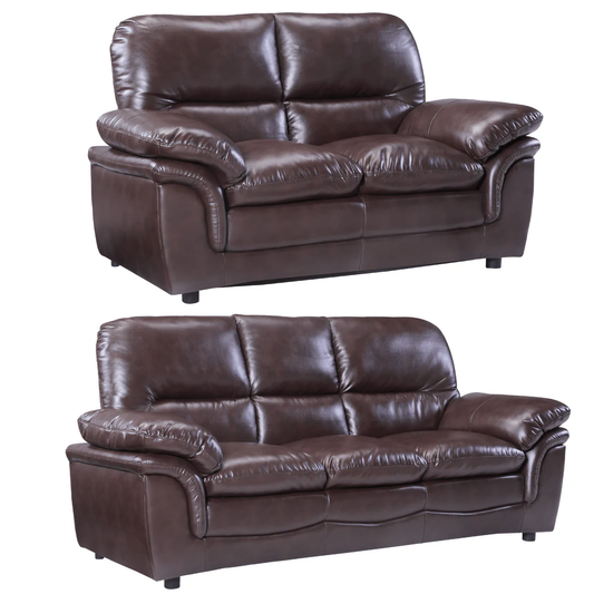 Amaya Brown Leather 3+2 Seater Sofa Set