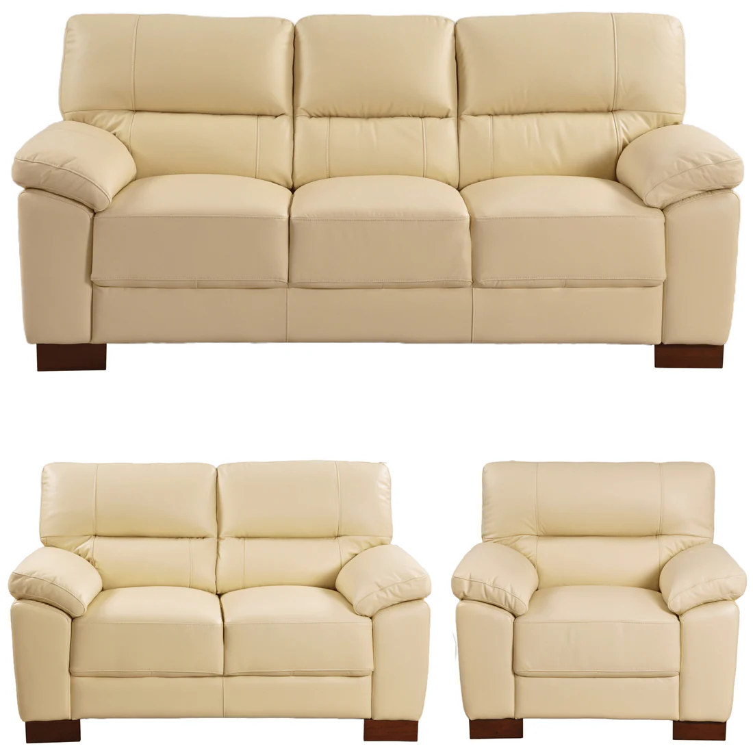 Pavilion Genuine Leather Cream 3+2+1 Seater Sofa Set
