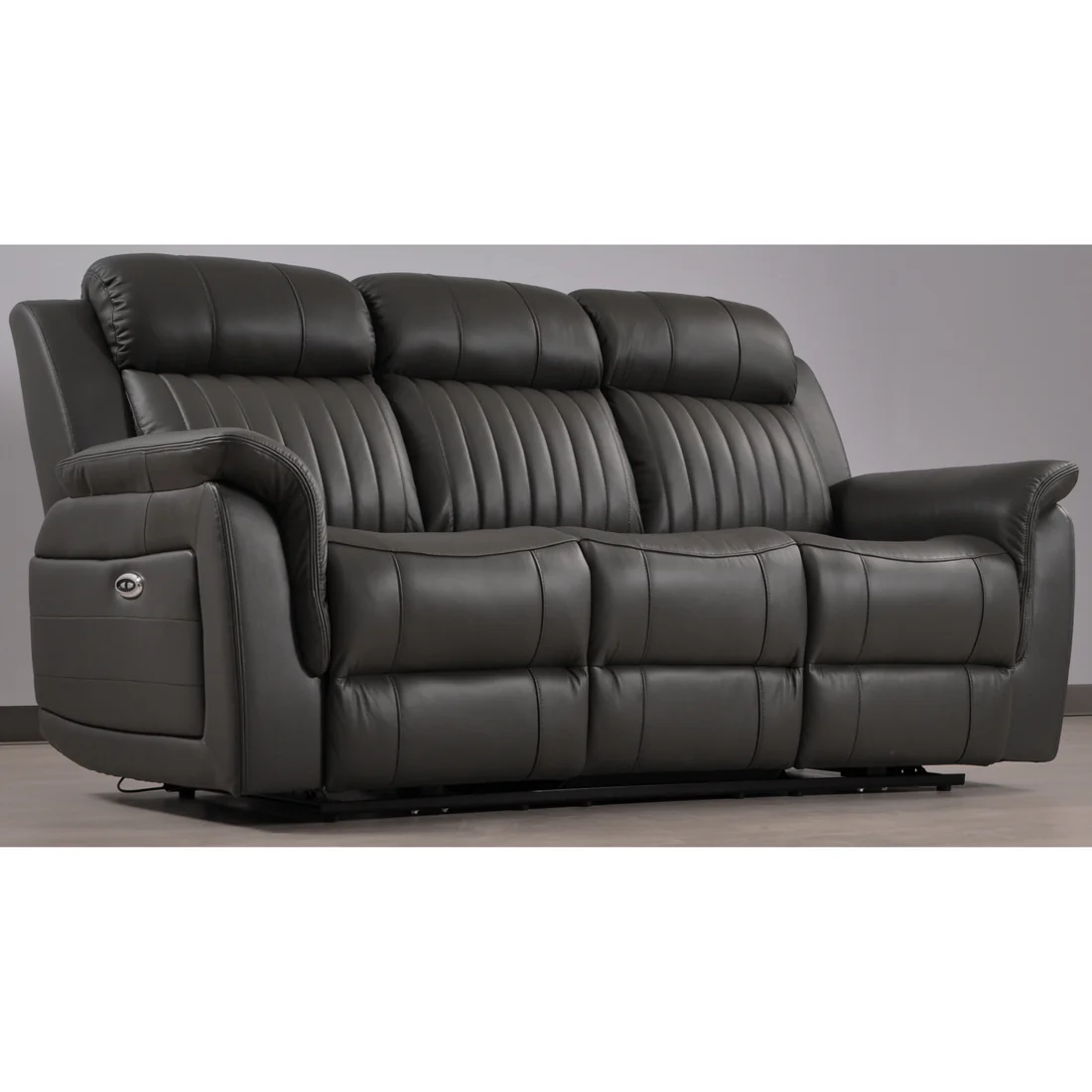 Bravado Genuine Leather Grey Electric Power Recliner 3+2 Seater
