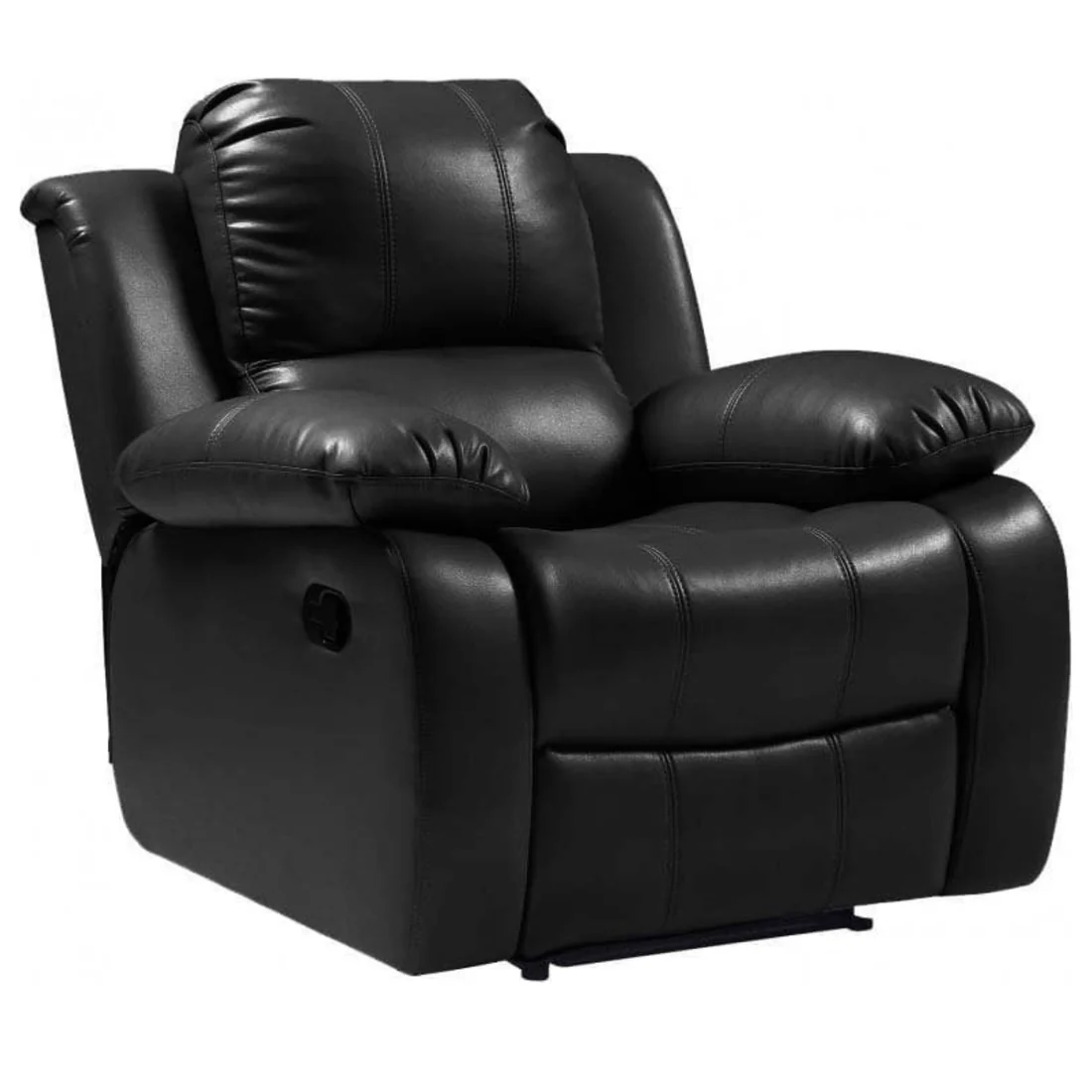 Seville Black Leather Manual Recliner Armchair