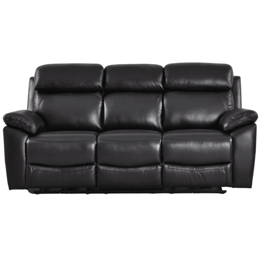 Newsome Genuine Leather Black Electric Power Recliner 3 Seater