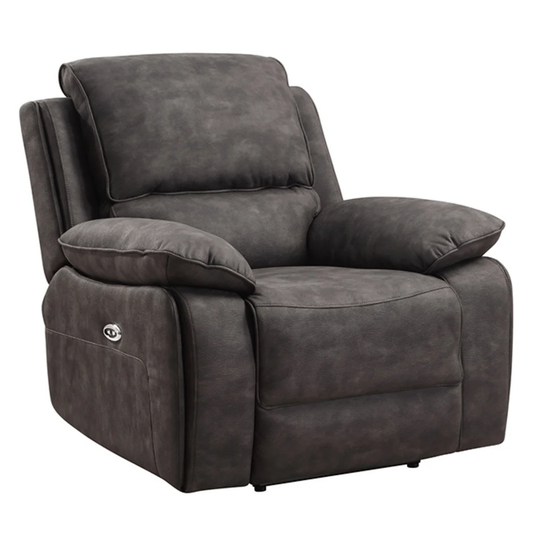 Elm Grey Suede Fabric Electric Recliner Armchair