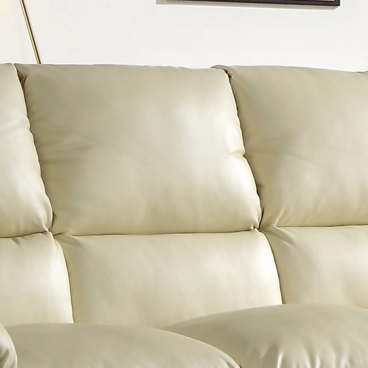 Amaya Cream Leather 3 Seater Sofa