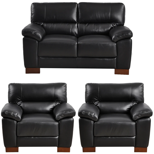 Pavilion Genuine Leather Black 2+1+1 Seater Sofa Set