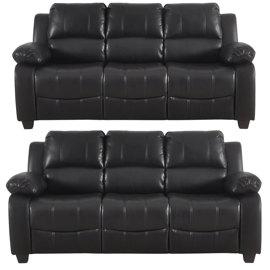 Brooker Black Leather 3+3 Seater Sofa Set