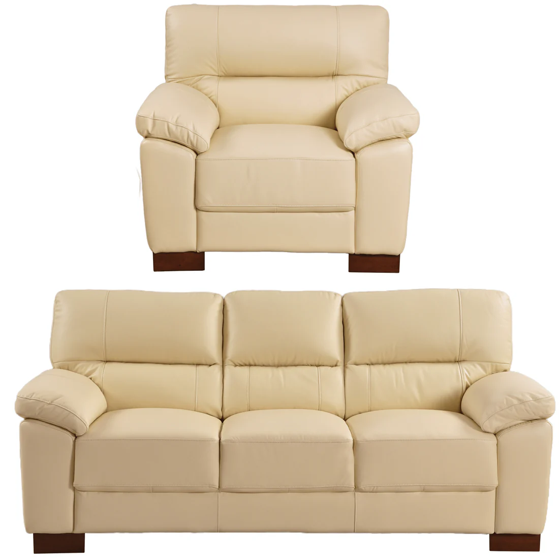 Pavilion Genuine Leather Cream 3+1 Seater Sofa Set