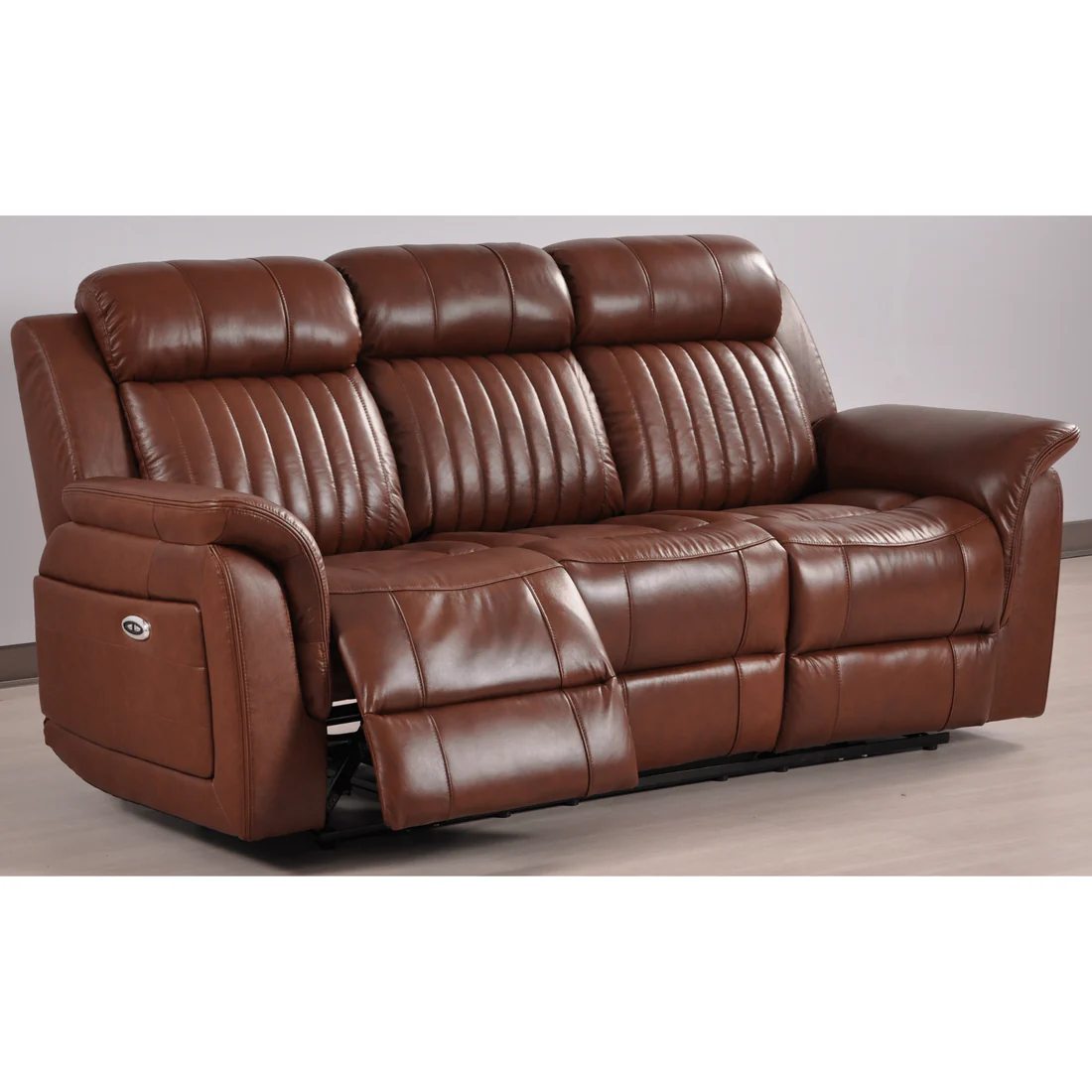 Bravado Genuine Leather Tan Electric Power Recliner 3+3 Seater Set