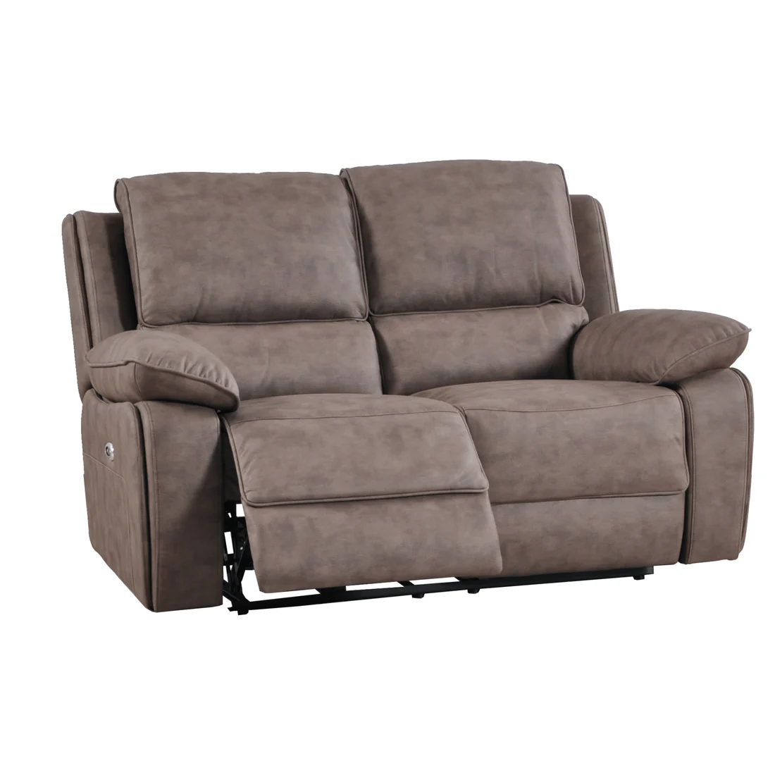 Elm Brown Suede Fabric Electric Recliner 2+1 Seater Sofa Set