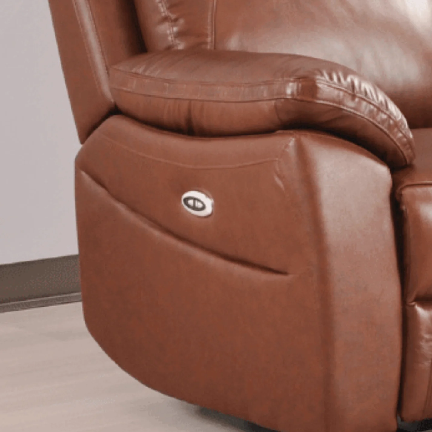 Newsome Genuine Leather Tan Electric Power Recliner 2 Seater