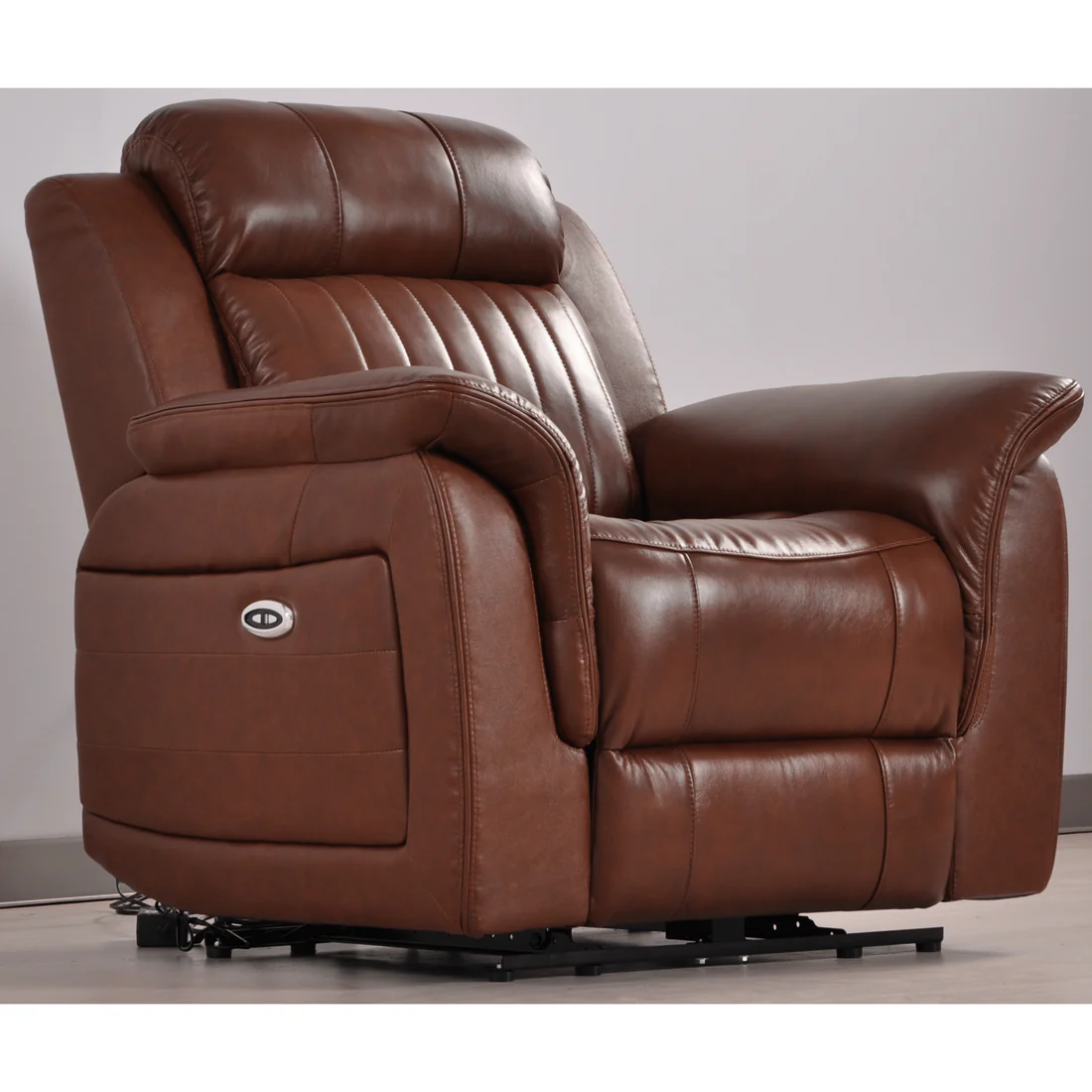 Bravado Genuine Leather Tan Electric Power Recliner Armchair