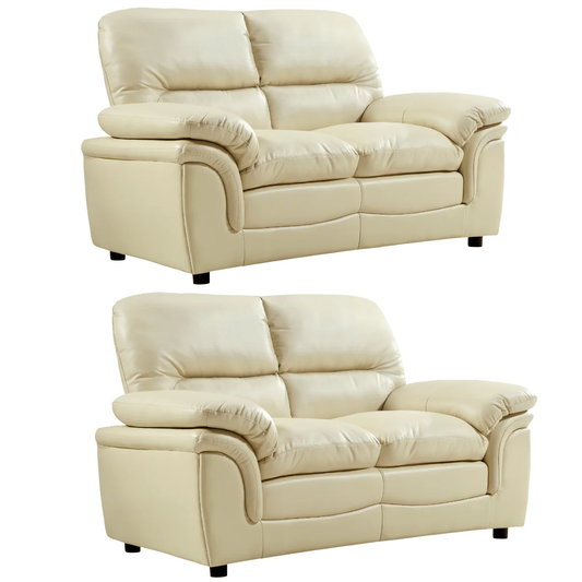 Amaya Cream Leather 2+2 Seater Sofa Set