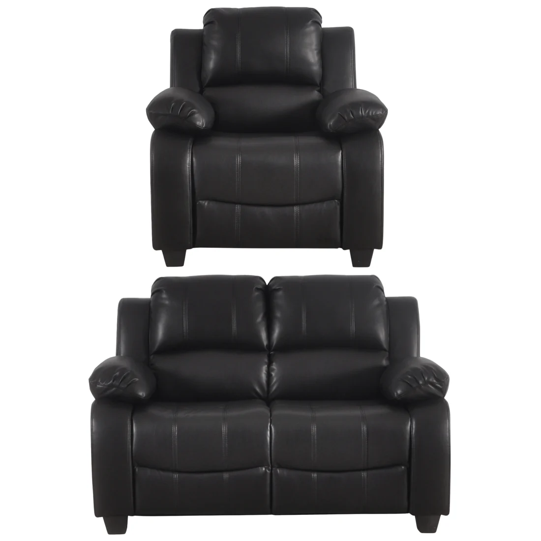 Brooker Black Leather 2+1 Seater Sofa